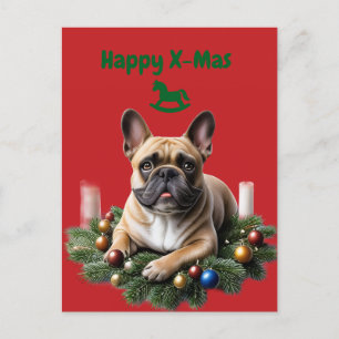 French Bulldog Christmas Holiday Postcard