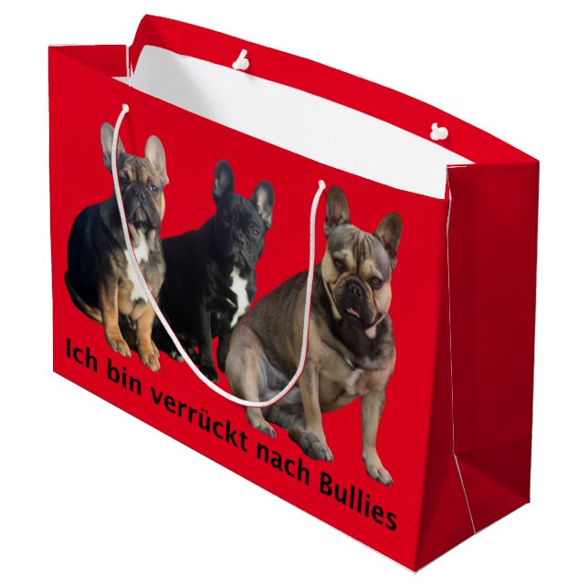 French Bulldog Christmas Large Gift Bag (Back Angled)