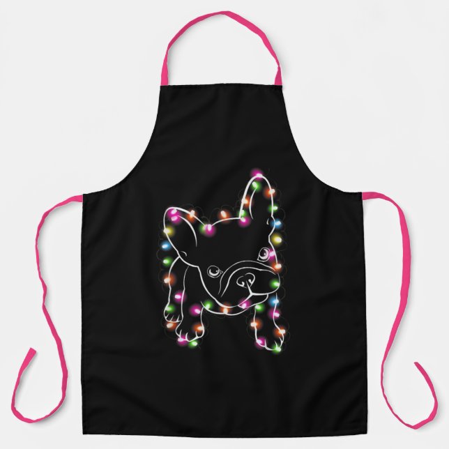 French Bulldog Christmas Light Apron (Front)