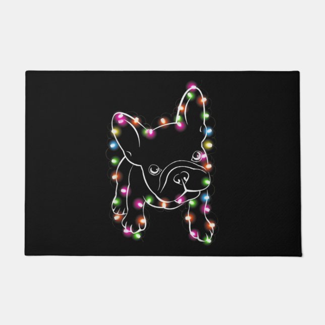 French Bulldog Christmas Light Doormat (Front)