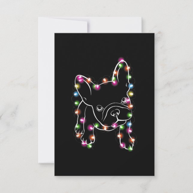 French Bulldog Christmas Light Thank You Card (Front)