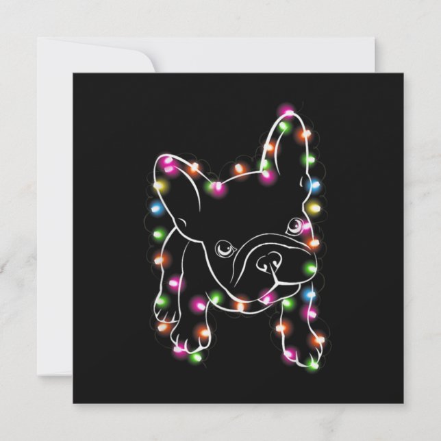 French Bulldog Christmas Light Thank You Card (Front)