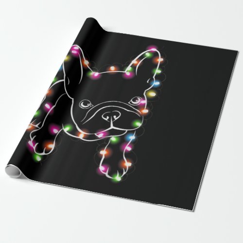 French Bulldog Christmas Light Wrapping Paper
