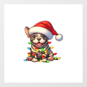 French Bulldog Christmas Lights Santa Hat Boys Gir Wall Decal