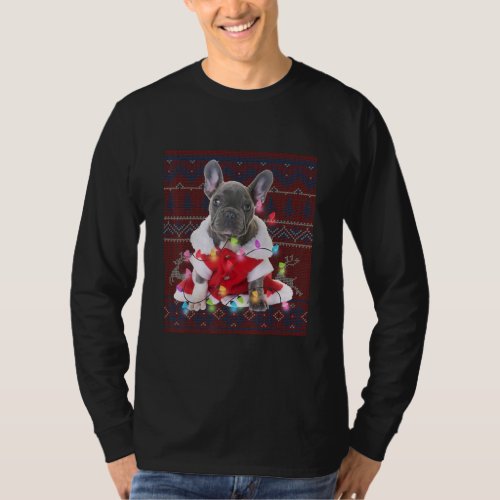 French Bulldog Christmas Lights Ugly Sweater Dog
