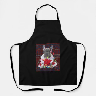 French Bulldog Christmas Lights Ugly Sweater Dog Apron