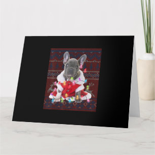 French Bulldog Christmas Lights Ugly Sweater Dog Card