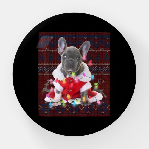 French Bulldog Christmas Lights Ugly Sweater Dog Paperweight