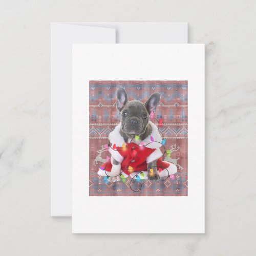 French Bulldog Christmas Lights Ugly Sweater Dog RSVP Card