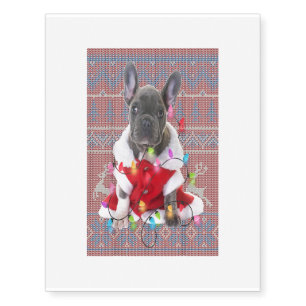 French Bulldog Christmas Lights Ugly Sweater Dog Temporary Tattoos
