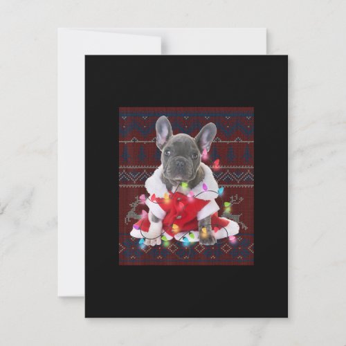 French Bulldog Christmas Lights Ugly Sweater Dog Thank You Card