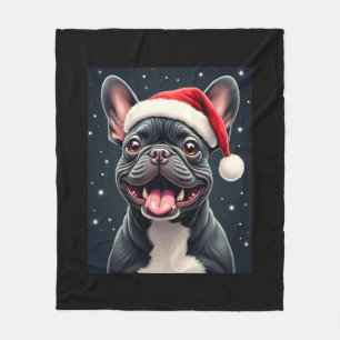 French Bulldog Christmas Long Sleeve T-Shirt Fleece Blanket