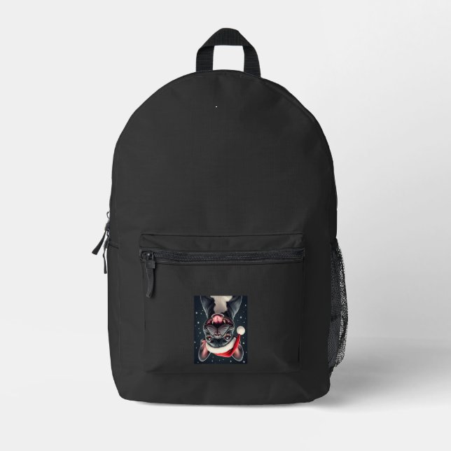 French Bulldog Christmas Long Sleeve T-Shirt Printed Backpack (Front)