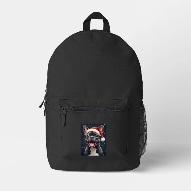 French Bulldog Christmas Long Sleeve T-Shirt Printed Backpack (Front)