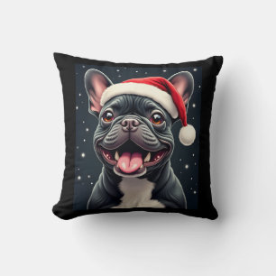 French Bulldog Christmas Long Sleeve T-Shirt Throw Pillow