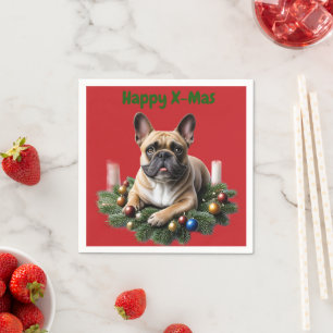 French Bulldog Christmas Napkins