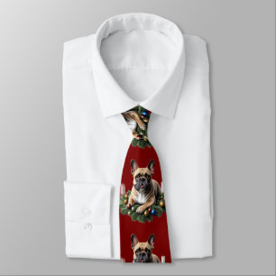 French Bulldog Christmas Neck Tie