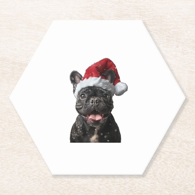 French Bulldog Christmas  Paper Coaster (Front)
