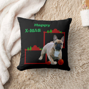 French Bulldog Christmas Party Throw Pillow