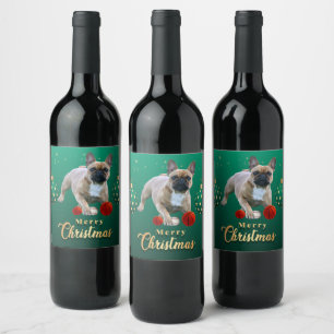 French Bulldog Christmas Party Wine Label