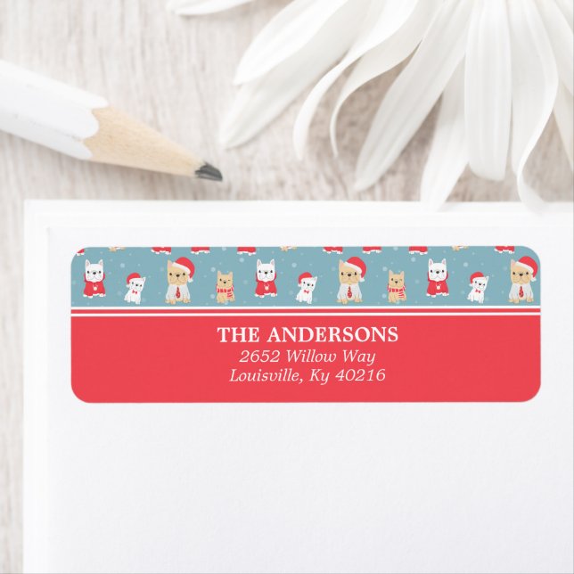 French Bulldog Christmas Pattern Address Label (Insitu)