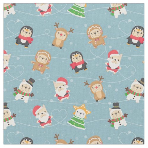 French Bulldog Christmas Pattern Fabric