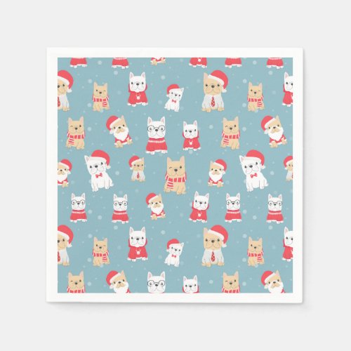 French Bulldog Christmas Pattern Napkins