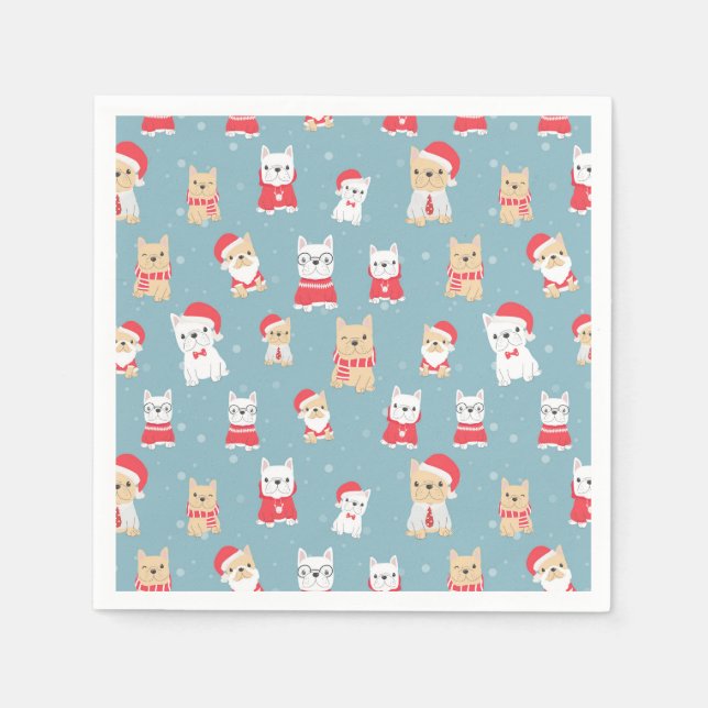 French Bulldog Christmas Pattern Napkins (Front)