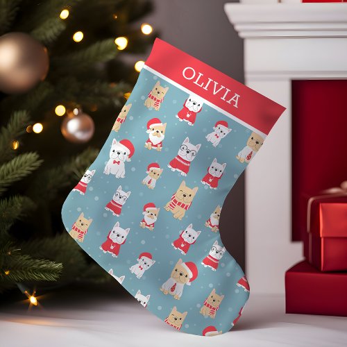 French Bulldog Christmas Pattern Small Christmas Stocking