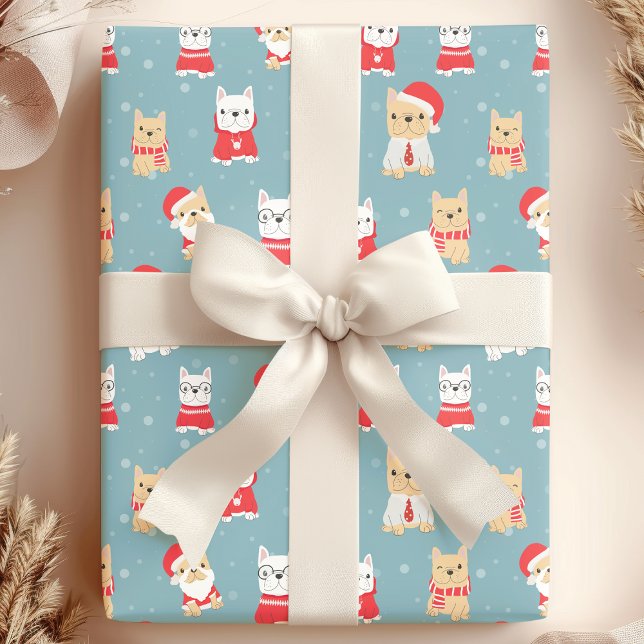 French Bulldog Christmas Pattern Wrapping Paper (Creator Uploaded)