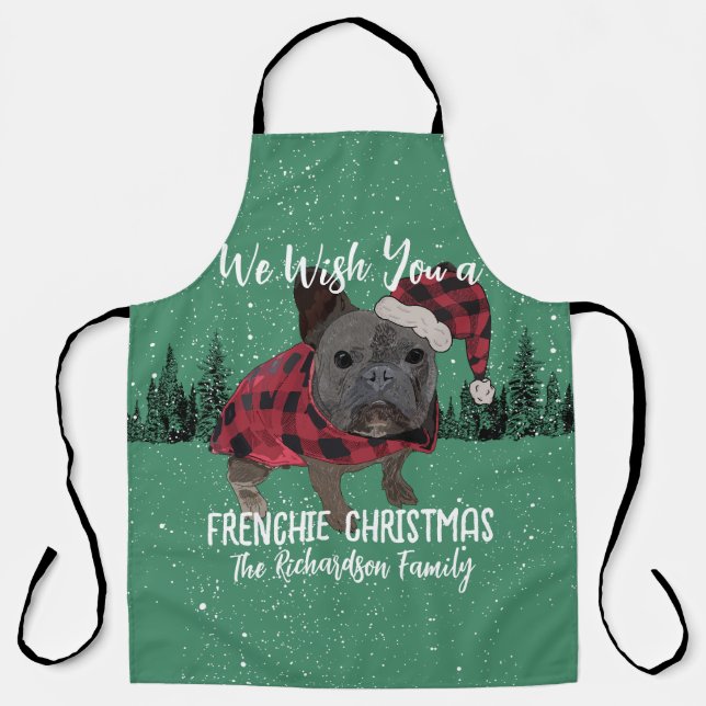 French Bulldog Christmas Personalized Dog Frenchie Apron (Front)