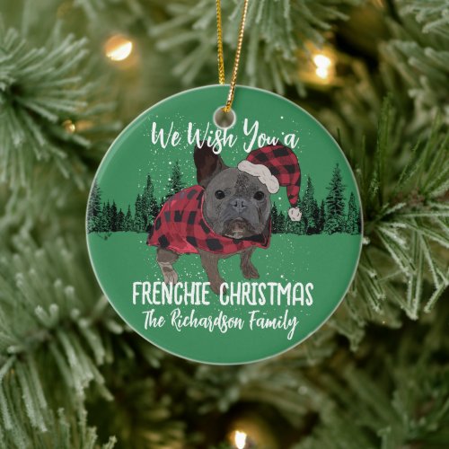French Bulldog Christmas Personalized Dog Frenchie Ceramic Ornament