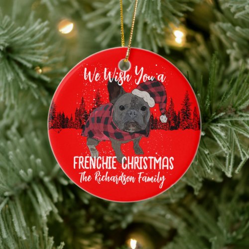 French Bulldog Christmas Personalized Dog Frenchie Ceramic Ornament