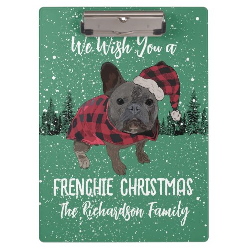 French Bulldog Christmas Personalized Dog Frenchie Clipboard