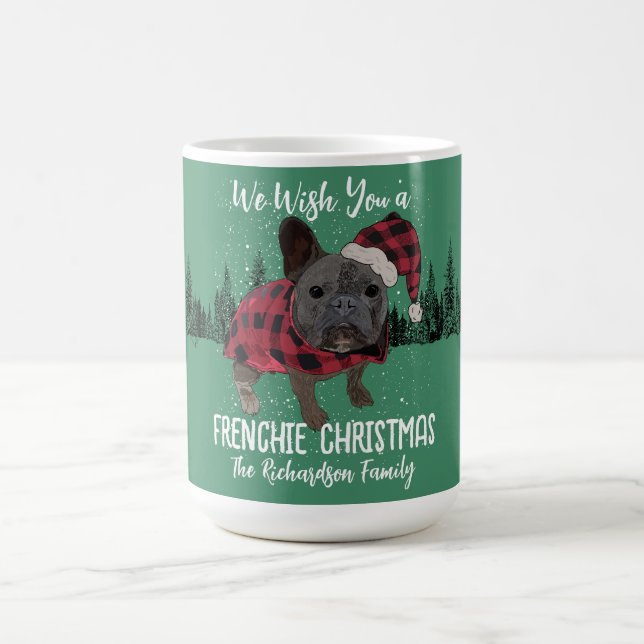French Bulldog Christmas Personalized Dog Frenchie Coffee Mug (Center)