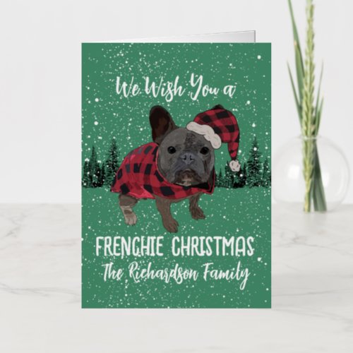 French Bulldog Christmas Personalized Dog Frenchie Foil Holiday Card