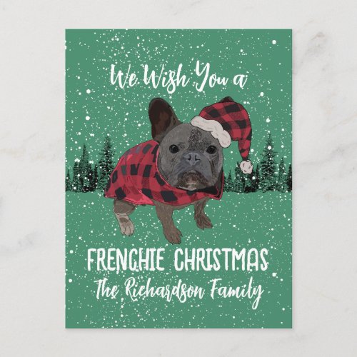 French Bulldog Christmas Personalized Dog Frenchie Holiday Postcard