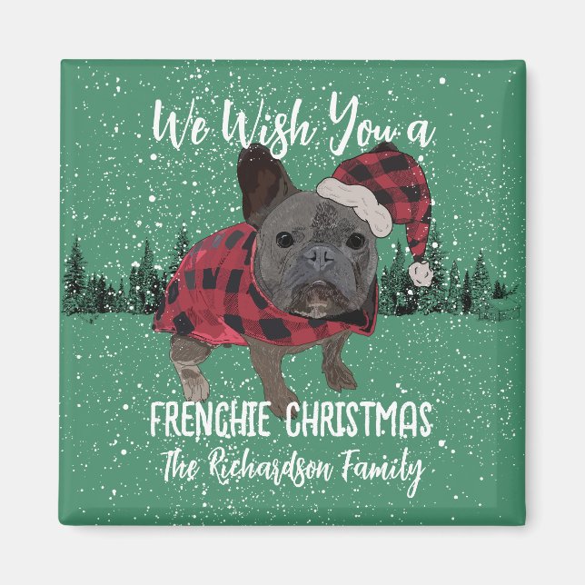 French Bulldog Christmas Personalized Dog Frenchie Magnet (Front)