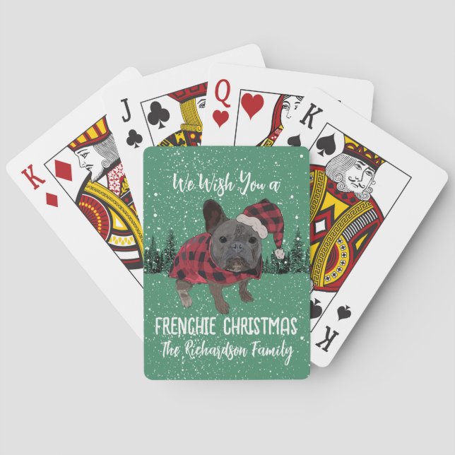 French Bulldog Christmas Personalized Dog Frenchie Poker Cards (Back)