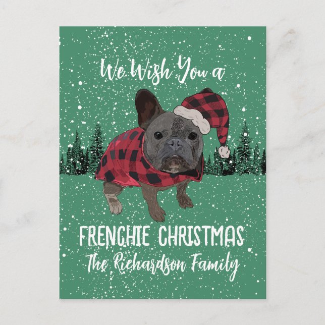 French Bulldog Christmas Personalized Dog Frenchie Postcard (Front)