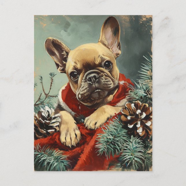 French Bulldog Christmas Postcard (Front)