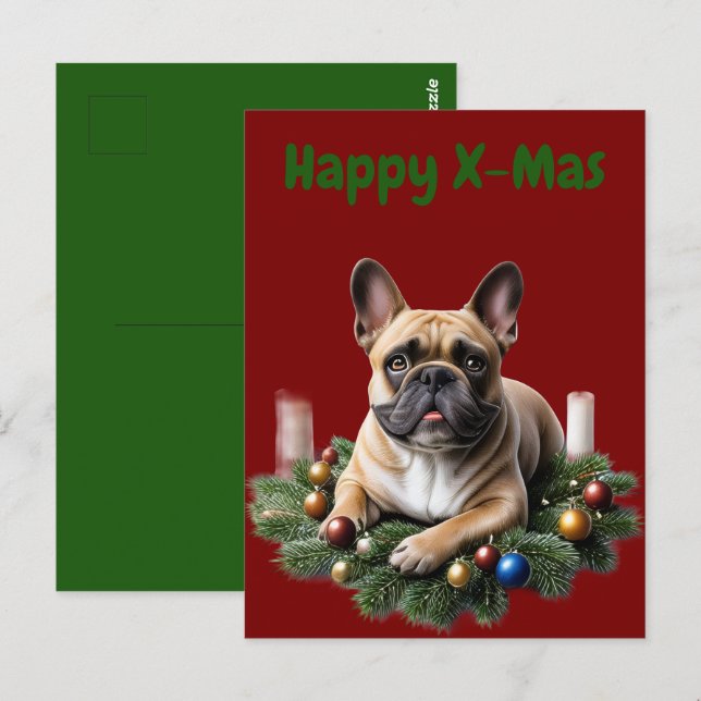 French Bulldog Christmas Postcard (Front/Back)