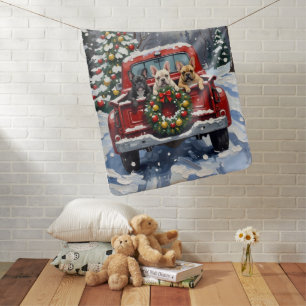 French Bulldog Christmas Red Truck Holiday Baby Blanket