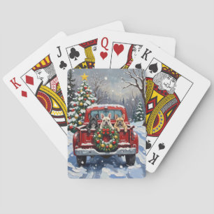French Bulldog Christmas Red Truck Holiday Poker Cards