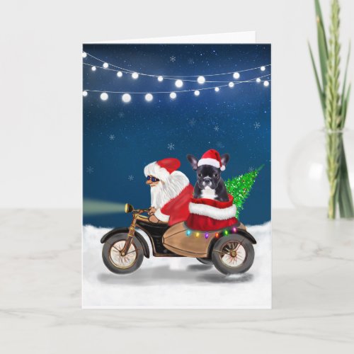 French Bulldog Christmas Santa Claus  Card