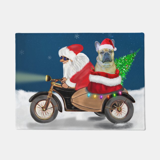 French Bulldog Christmas Santa Claus Door Mat (Front)