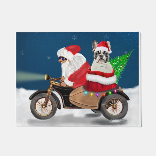 French Bulldog Christmas Santa Claus  Doormat (Front)