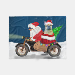 French Bulldog Christmas Santa Claus Fleece Blanket