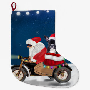 French Bulldog Christmas Santa Claus Large Christmas Stocking