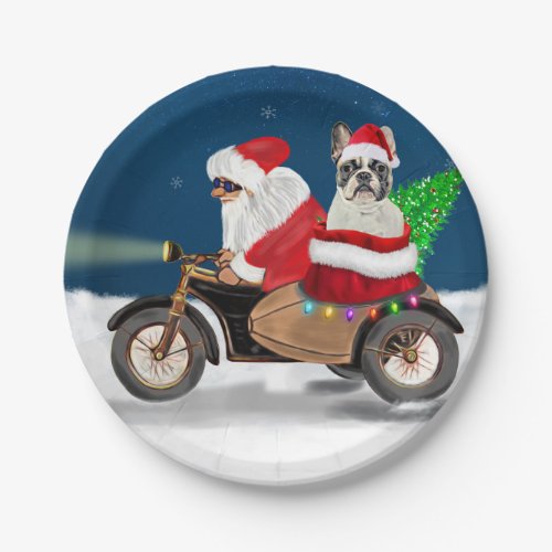 French Bulldog Christmas Santa Claus   Paper Plates